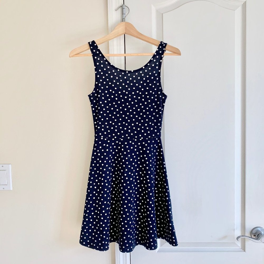 H&M Navy and White Polka Dot Dress